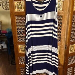 Espresso Navy and White Striped Midi Dress
